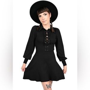 Foxblood Donna Lace Up Black Mini Dress